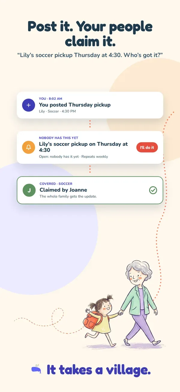 App Store screenshot: Post it. Your people claim it.